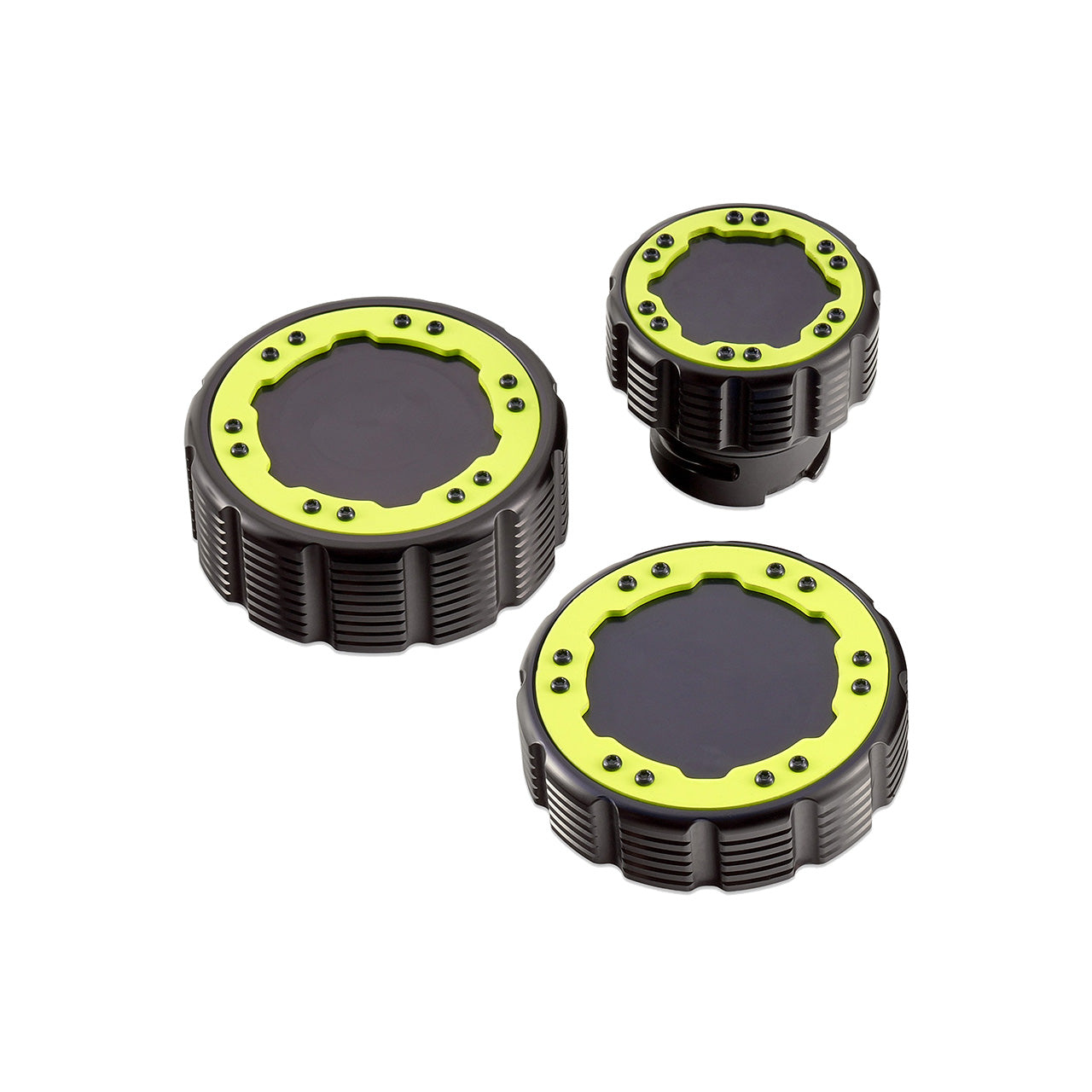 IAG-ACC-F1097BKNY - IAG Beadlock Cap Kit 15+ Ford F-150 & 17+ F-150 Raptor - Neon Yellow no Emblem