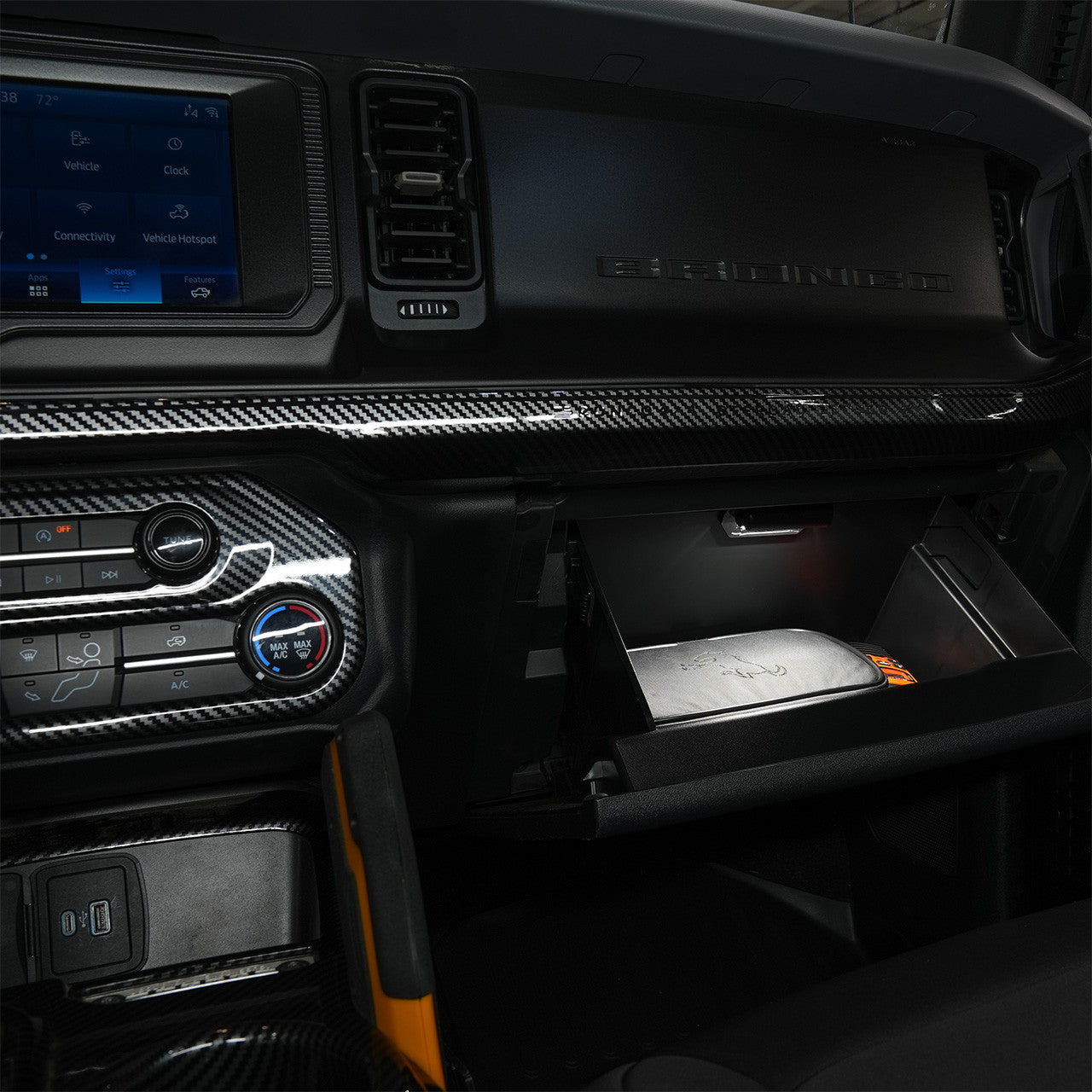 IAG Off-Road Glove Box Light For 2021-24 Ford Bronco - Installed and Lighted 2