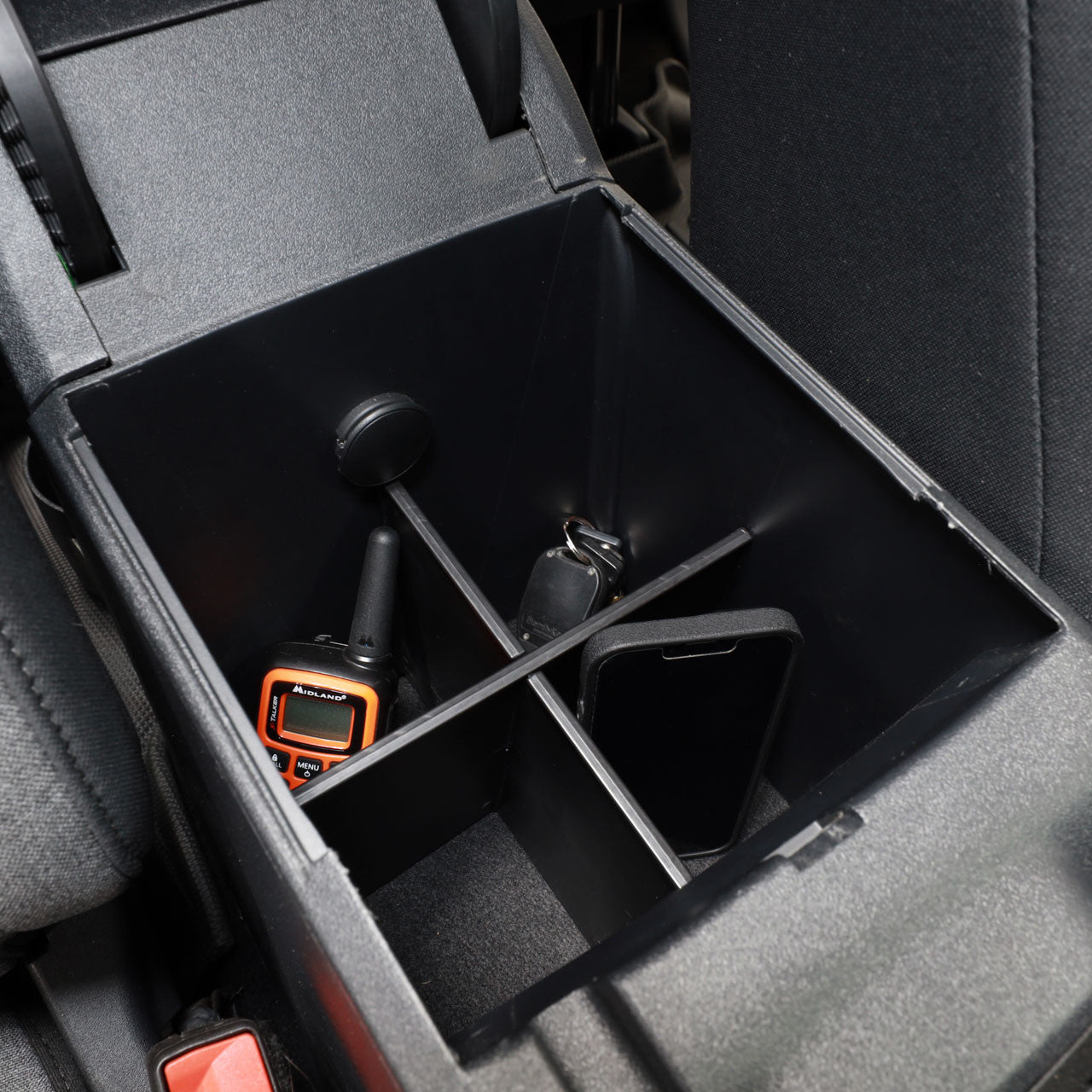 IAG I-Line Armrest Console Partition Divider for 2021+ Ford Bronco - Installed
