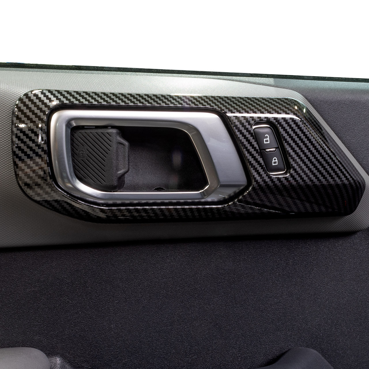 IAG I-Line 2pc Interior Door Handle Cover Gloss Carbon for 2021+ Ford Bronco Two Door