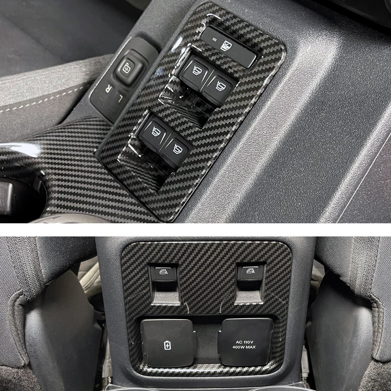 IAG I-Line 2pc Window Switch Panel Cover Kit Gloss Carbon for 2021-24 Ford Bronco