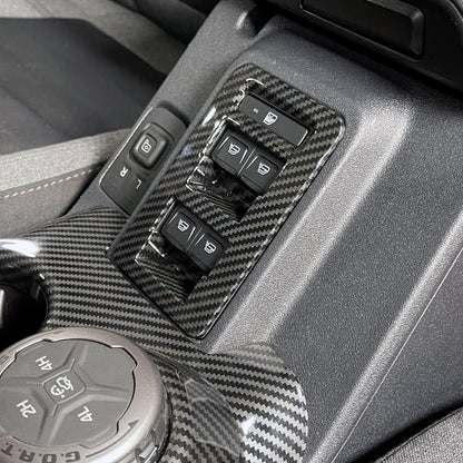 IAG I-Line 2pc Window Switch Panel Cover Kit Gloss Carbon for 2021-24 Ford Bronco - Installed Front