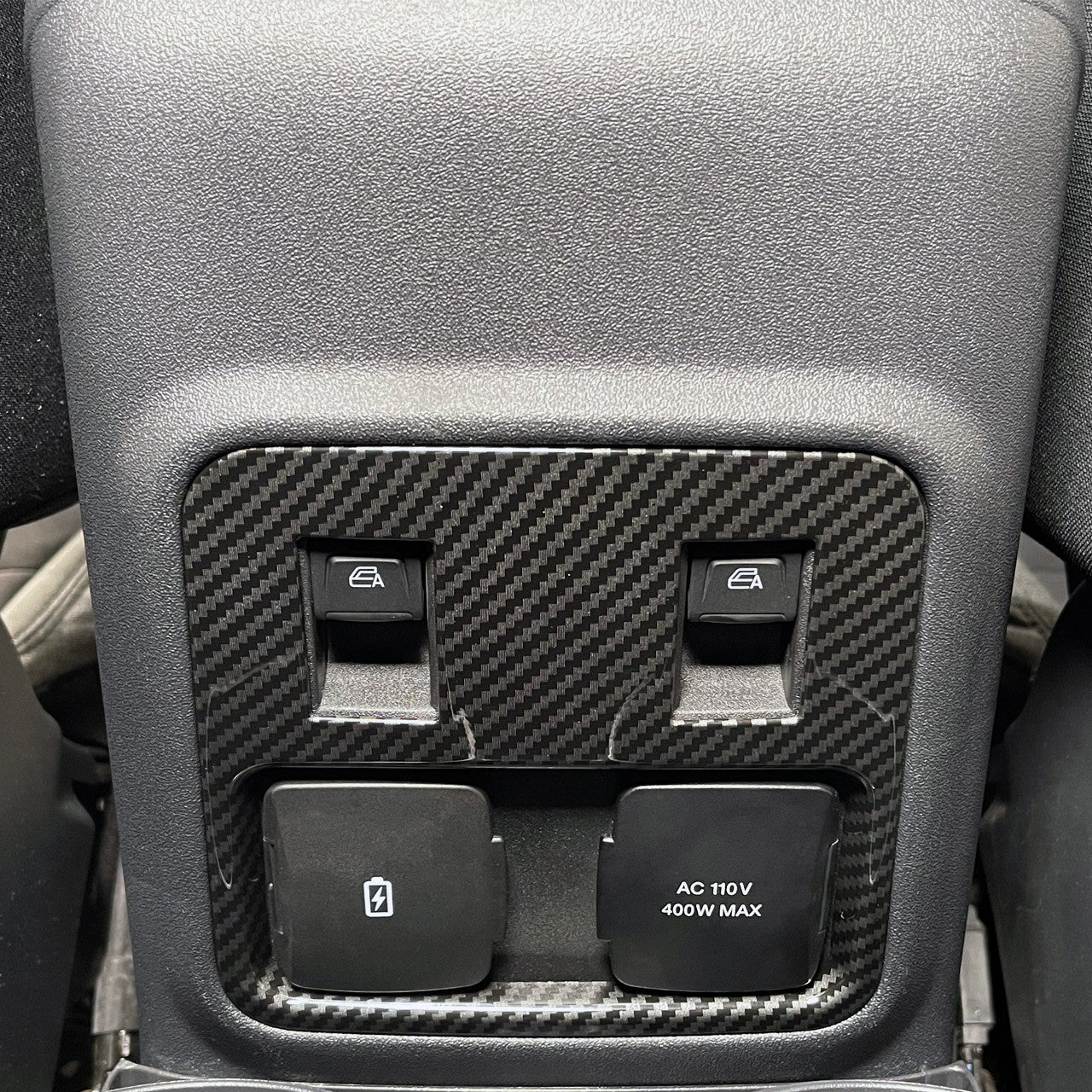 IAG I-Line 2pc Window Switch Panel Cover Kit Gloss Carbon for 2021-24 Ford Bronco - Installed Rear