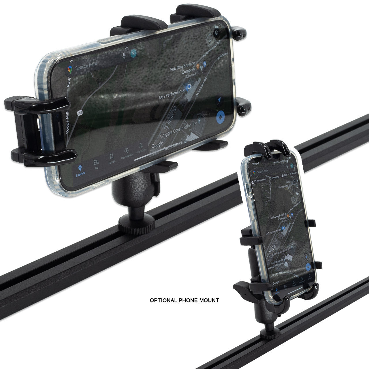 IAG I-Line Full Length Dash Mount Rail System 2021+ Ford Bronco - Optional Phone Mount 3