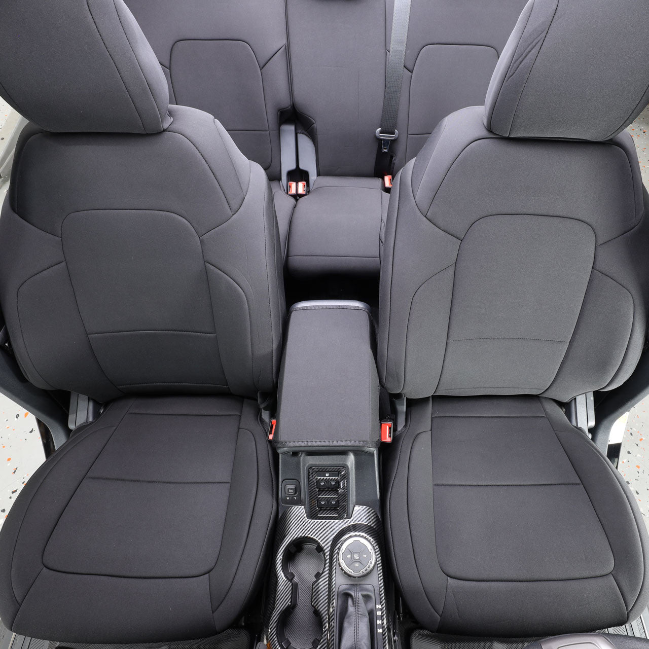 IAG I-Line Seat Cover Set Black Neoprene 2021+ Ford Bronco Four Door - Front Covers Installed