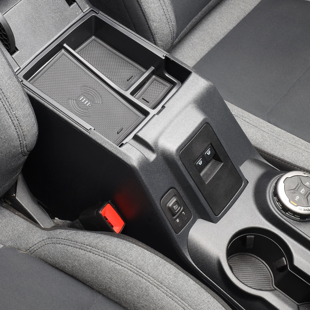 IAG I-Line Armrest Organizer with Wireless Charging Pad for 2021-24 Ford Bronco - Installed 1