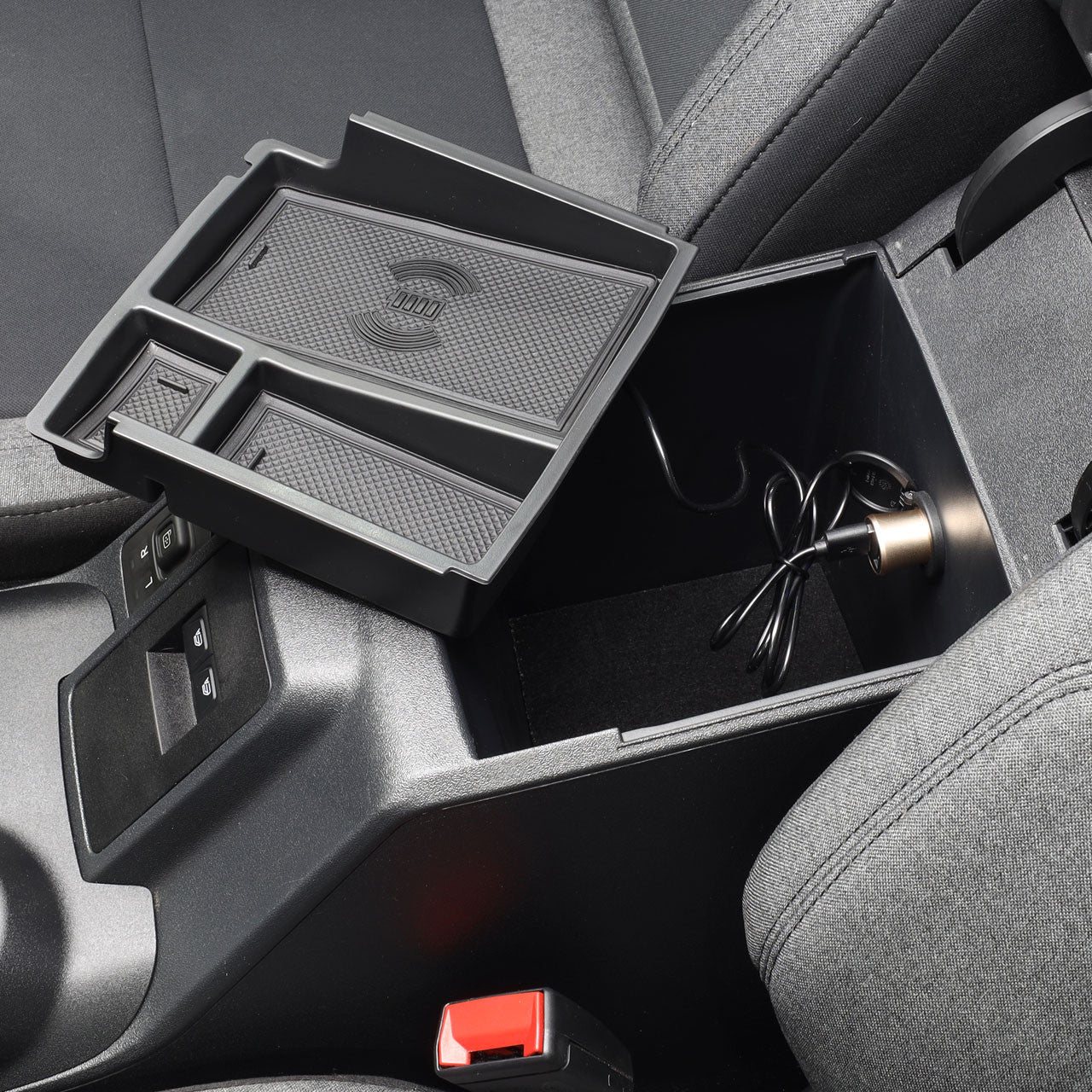 IAG I-Line Armrest Organizer with Wireless Charging Pad for 2021-24 Ford Bronco - Installed 2