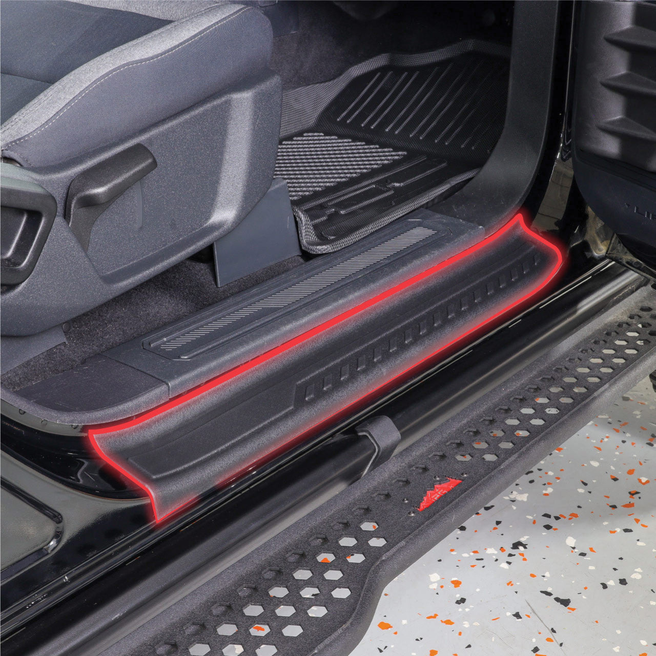 IAG I-Line TPE Door Sill Protector 2pc 2021+ Ford Bronco Two Door - Outlined