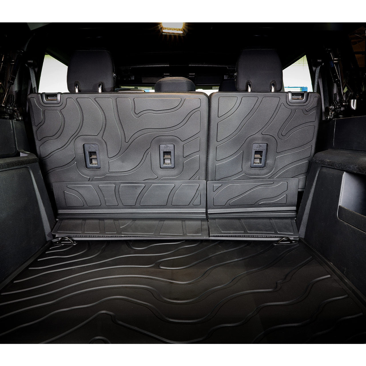 IAG I-Line TPE Terrain Pattern Molded Rear Seat Protector Mat for 2021+ Ford Bronco Four Door - Installed 2