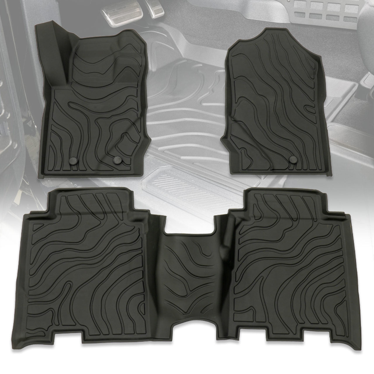 IAG I-Line TPE Terrain Pattern Molded Floor Mats for 2021+ Ford Bronco Four Door