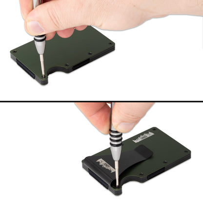 IAG Aluminum Wallet w/Money Clip, Cash Band, and Screwdriver Kit (Off-Road Logo) - Clip Assembly