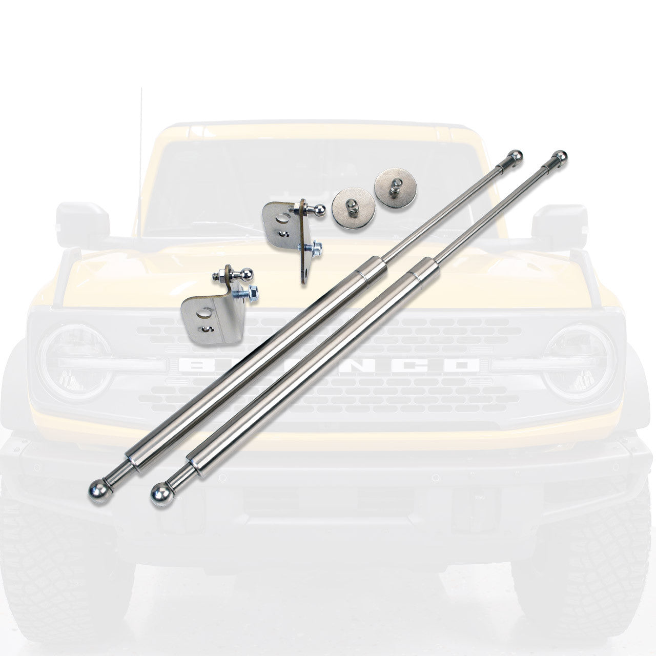 IAG EZ-Lift Hood Struts for 2021+ Ford Bronco - Stainless Steel / Silver