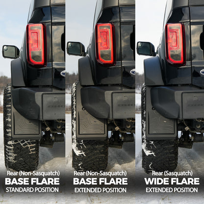 IAG Trail Shield™ Mud Flaps Front & Rear Set For 2021+ Ford Bronco - Adjustable Width for Flares