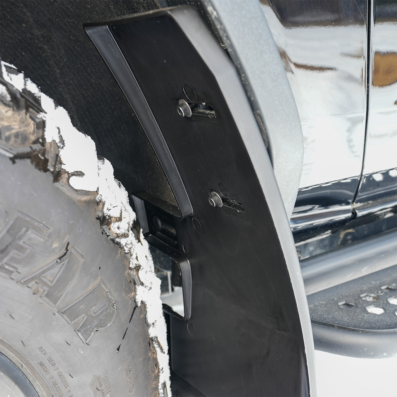 IAG Trail Shield™ Mud Flaps Front & Rear Set For 2021+ Ford Bronco - Driver Front Mudflap from Front