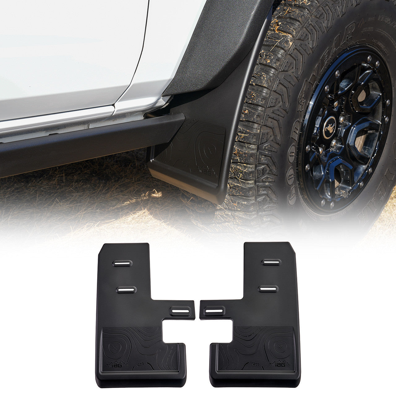 IAG Trail Shield™ Adjustable Mud Flaps Front Set Only For 2021+ Ford Bronco