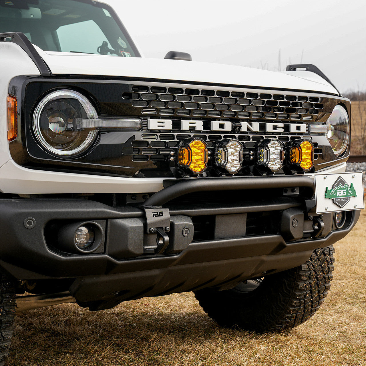 IAG Off-Road FMS Light Bar Mount for Mini Bull Bar - Installed Angle