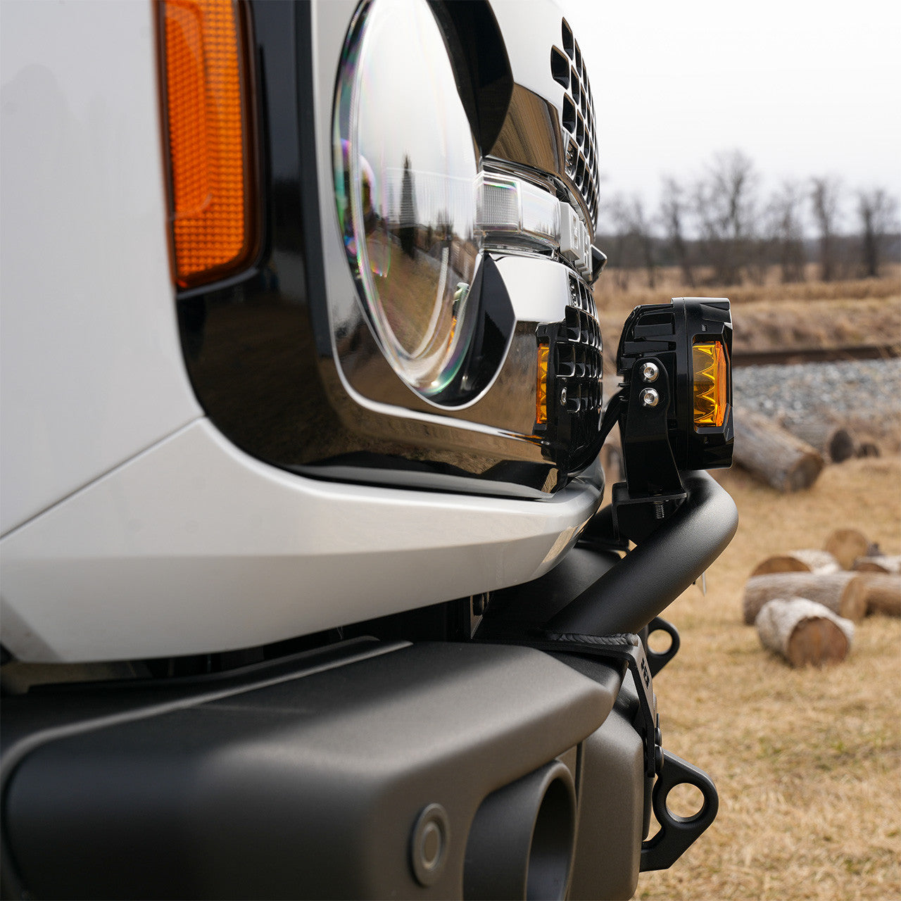 IAG Off-Road FMS Light Bar Mount for Mini Bull Bar - Installed Side View