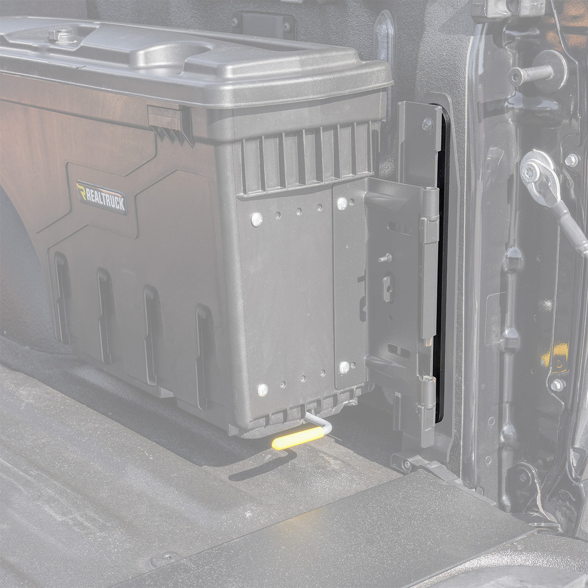 IAG BedBridge™ Spacer For 2015+ F-150 & 2017+ Super Duty Swing-Out Toolboxes - Installed