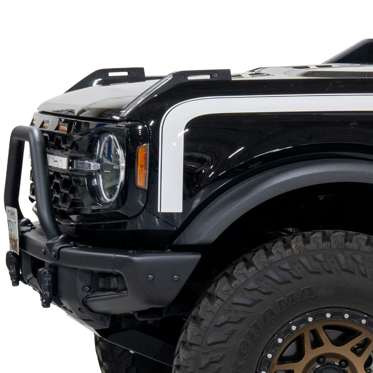 IAG Off-Road™ Gloss White Boss Style Vinyl Side Stripe Kit fits 2021+ Ford Bronco 4 Door - Installed 2