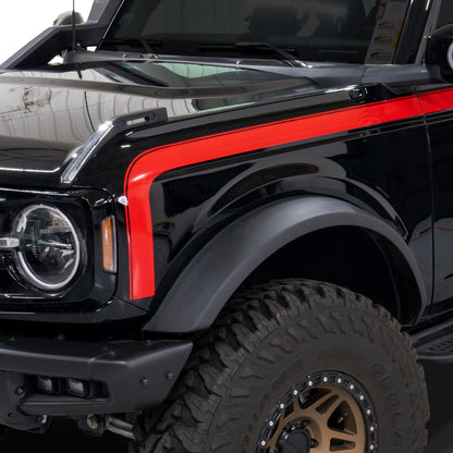 IAG Off-Road™ Red Boss Style Vinyl Side Stripe Kit fits 2021+ Ford Bronco 4 Door - Installed 2