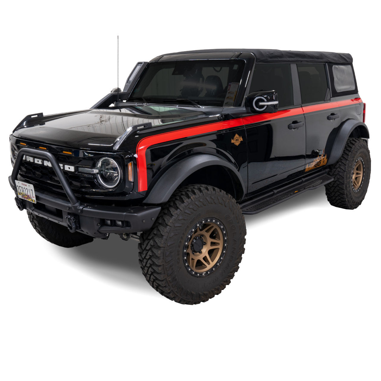 IAG Off-Road™ Red Boss Style Vinyl Side Stripe Kit fits 2021+ Ford Bronco 4 Door - Installed