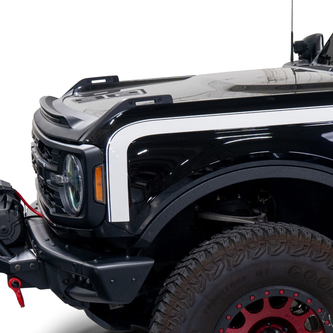 IAG Off-Road Gloss White Boss Style Vinyl Side Stripe Kit fits 2021+ Ford Bronco 2 Door - Installed 2