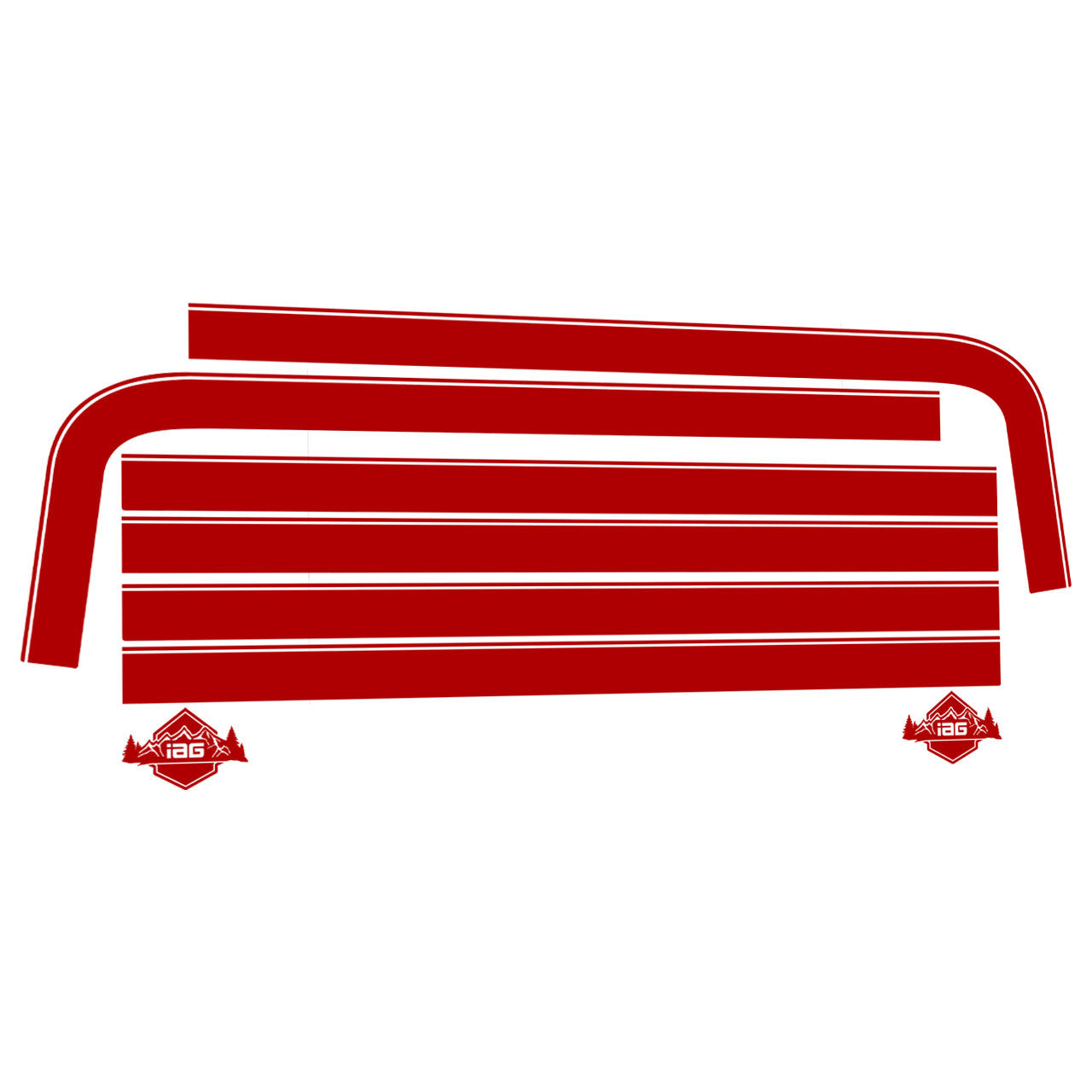 IAG Off-Road Gloss Red Boss Style Vinyl Side Stripe Kit fits 2021+ Ford Bronco 2 Door