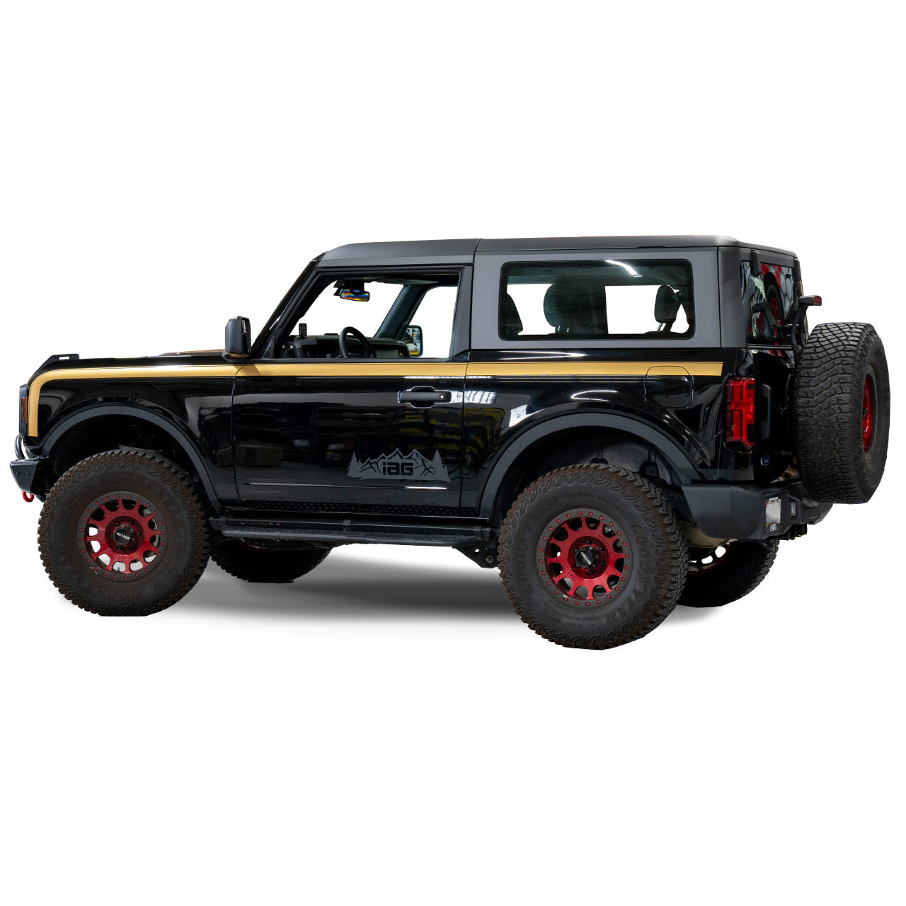 IAG Off-Road Gold Boss Style Vinyl Side Stripe Kit fits 2021+ Ford Bronco 2 Door - Installed
