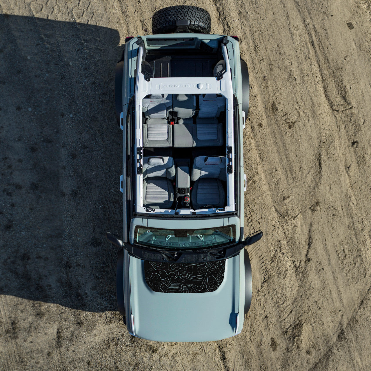 IAG Off-Road Front Hood Graphic - Topography Design 21+ Ford Bronco - Installed 4