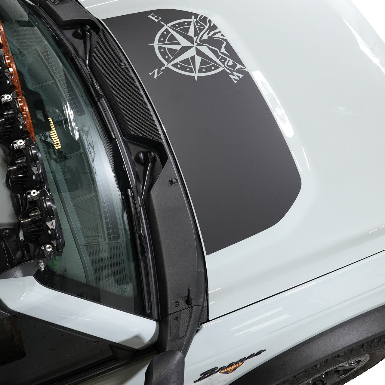 IAG Off-Road Front Hood Graphic - Compass Design Fits 2021+ Ford Bronco - Installed