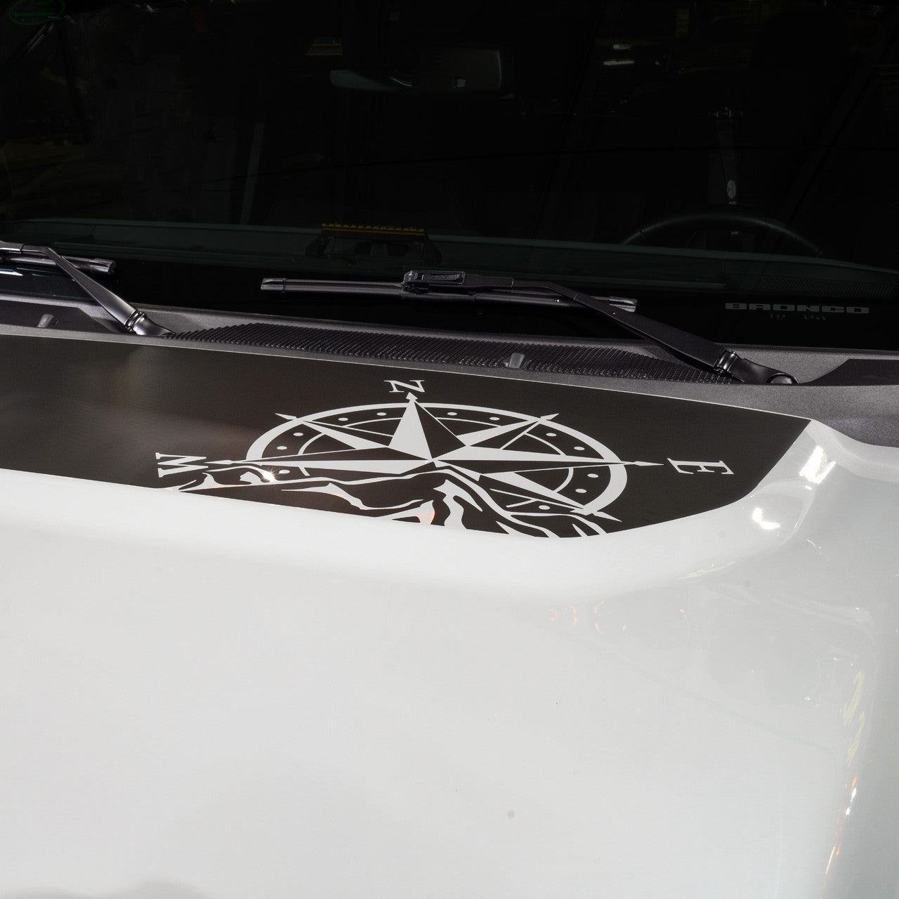 IAG Off-Road Front Hood Graphic - Compass Design Fits 2021+ Ford Bronco - Installed 3