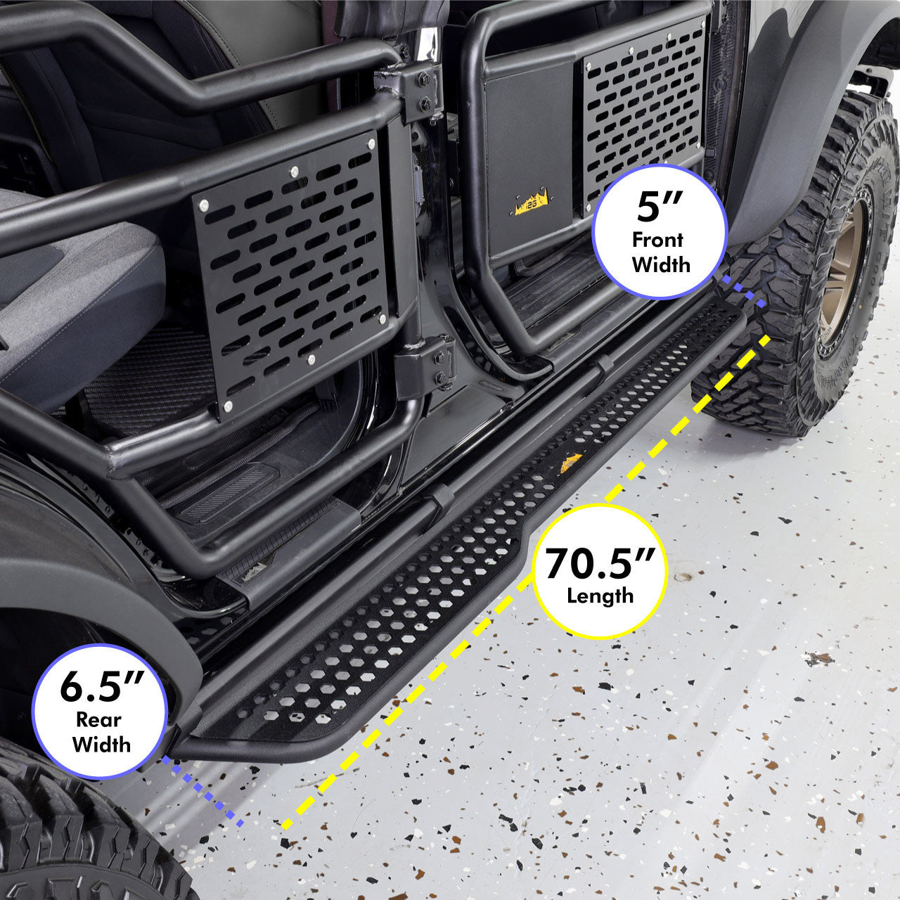 IAG Full Length EZ-Step Add-on for 2021+ Ford Bronco 2-Door - Dimensions