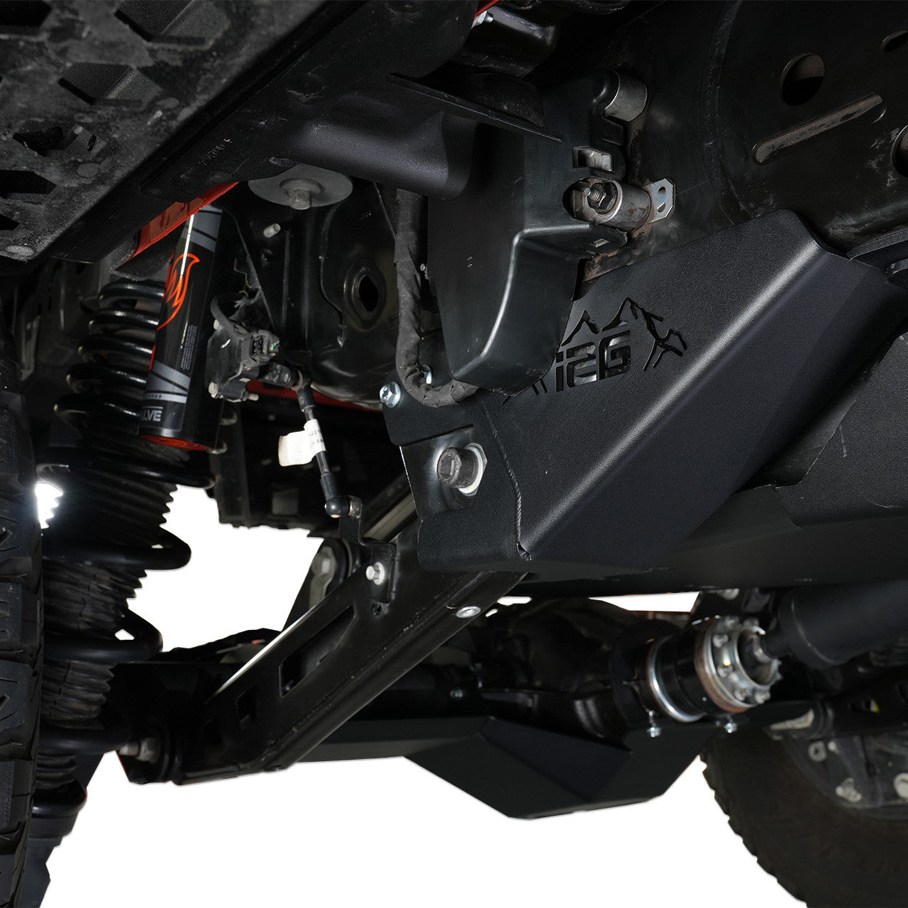 IAG Rock Shield™ Complete Skid Plate Set for 2022+ Bronco Raptor - Trailing Arm Skid Plate Installed 2