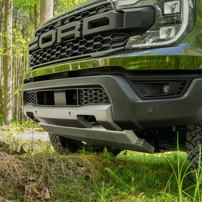 IAG Trail Shield® Front Skid Plate For 2024+ Ford Ranger Raptor - Silver Installed 2