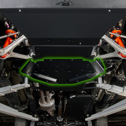 IAG Trail Shield® Transmission Skid Plate for 2024+ Ford Ranger Raptor - Black Powder Coat Finish - Highlighted Location