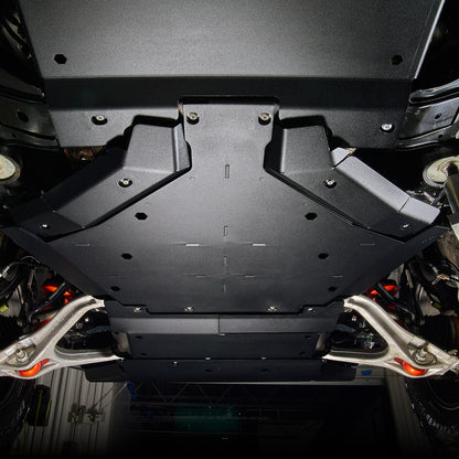 IAG Trail Shield® Transmission Skid Plate for 2024+ Ford Ranger Raptor - Black Powder Coat Finish - Installed 3