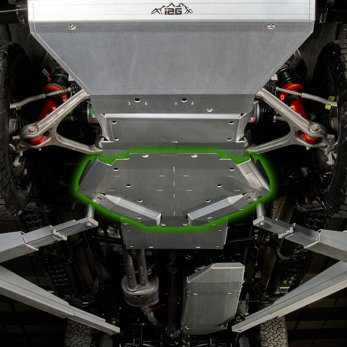 IAG Trail Shield® Transmission Skid Plate for 2024+ Ford Ranger Raptor Silver Finish - Highlighted Location