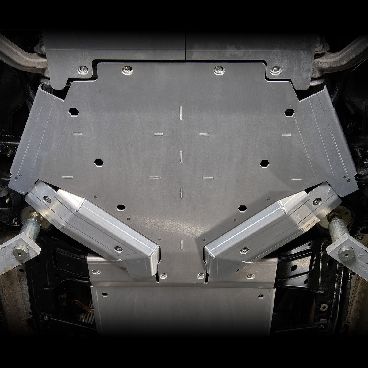 IAG Trail Shield® Transmission Skid Plate for 2024+ Ford Ranger Raptor - Silver Close-up