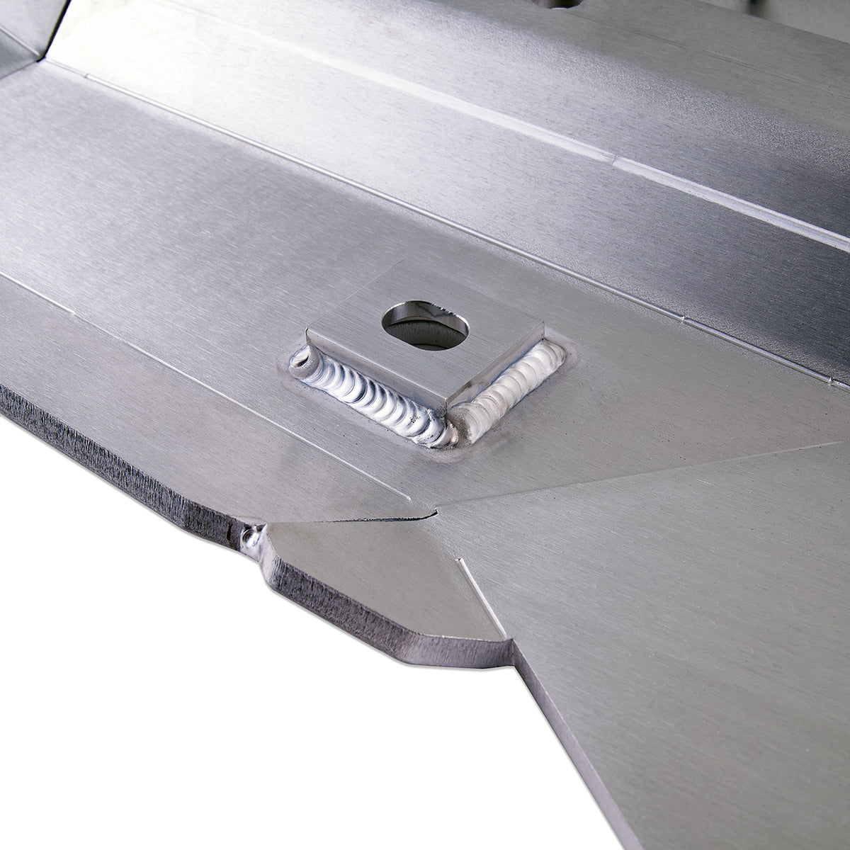 IAG Trail Shield® Transmission Skid Plate for 2024+ Ford Ranger Raptor Silver - Weld Close-up 2