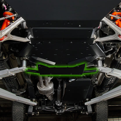 IAG Trail Shield® Transfer Case Skid Plate for 2024+ Ford Ranger Raptor Black Finish Location Highlighted