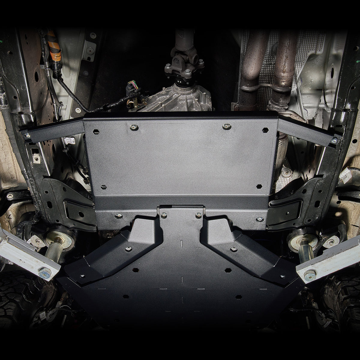 IAG Trail Shield® Transfer Case Skid Plate for 2024+ Ford Ranger Raptor - Black Finish - Installed 2
