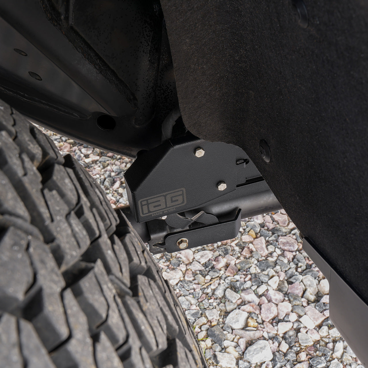 IAG Trail Shield™ Lower Trailing Arm Sensor Relocation Kit for 2024+ Ford Ranger Raptor - Sensor Cover Installed