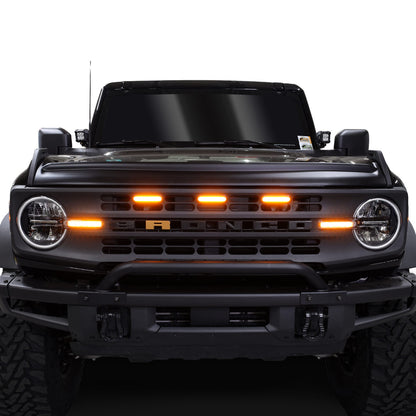 IAG I-Line 3pc Amber Grille Light Kit for 2021+ Ford Bronco
