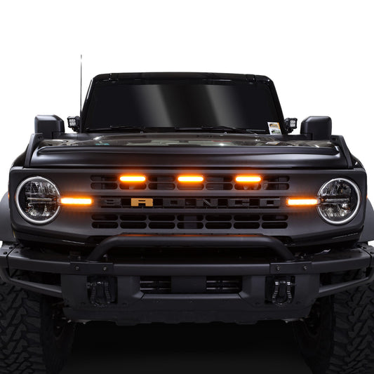 IAG I-Line 3pc Amber Grille Light Kit for 2021+ Ford Bronco