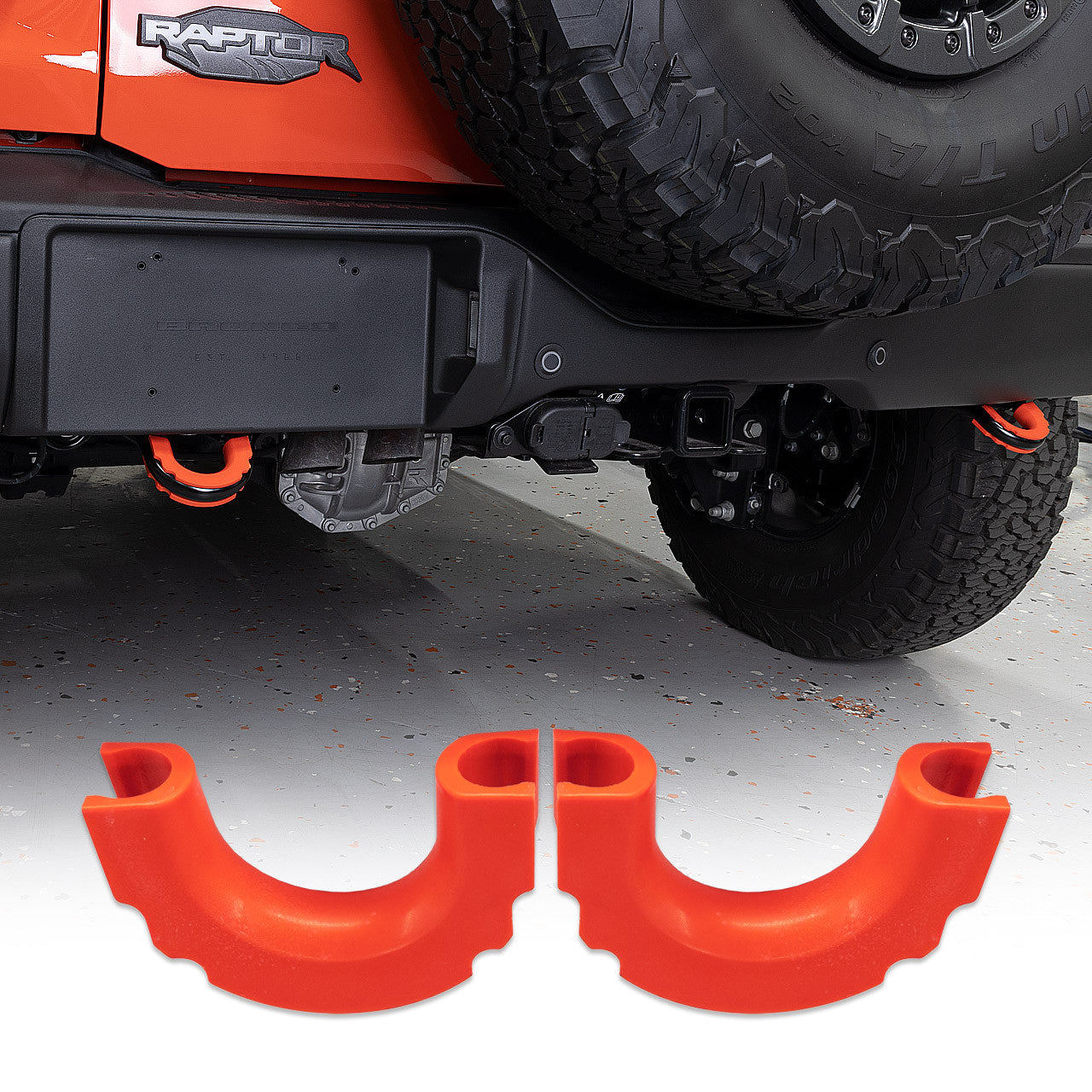 IAG I-Line Rear Bumper Red TPE Tow Loop Cover Pair for 2021+ Ford Bronco