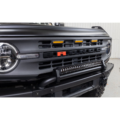 IAG I-Line Mini Bull Bar for 24" Light Bar for 21+ Ford Bronco w/Modular Bumper - Installed and Shown with LED Light