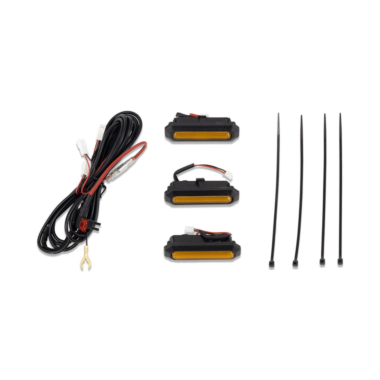 IAG I-Line 3pc Amber Grille Light Kit for High End Grill (Badlands, Wildtrak, First Edition) for 2021+ Ford Bronco - Parts Layout