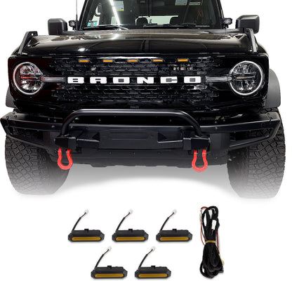 IAG I-Line 5pc Amber Grille Light Kit for High End Grill (Badlands, Wildtrak, First Edition) for 2021+ Ford Bronco
