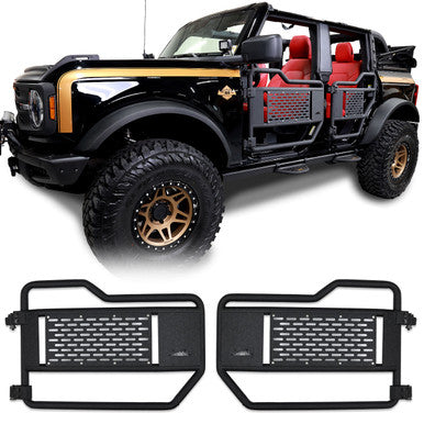 IAG I-Line Tube Front Door Pair 2021+ Ford Bronco Four Door (Black Logo Plate Included)