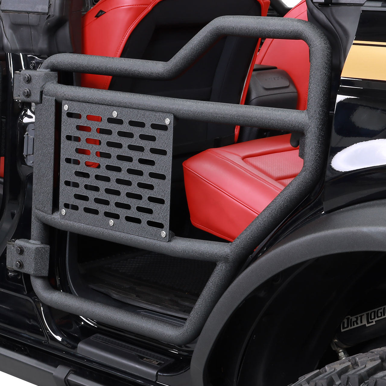 IAG I-Line Tube Rear Door Pair 2021+ Ford Bronco Four Door - Installed 2 Close Up